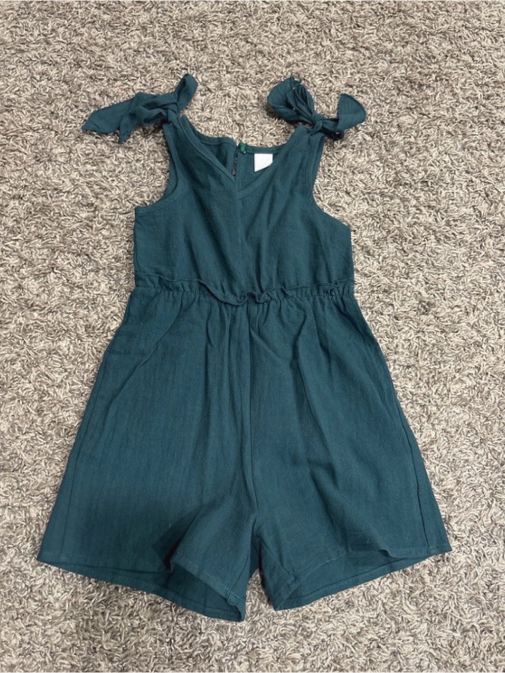 Teal Tie-Shoulder Girls toddler Romper